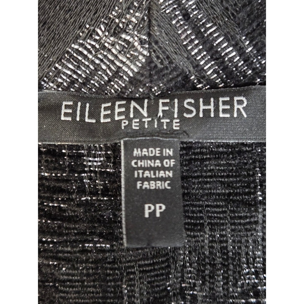 Eileen Fisher PP Petite Black Silver Ikat Jacquard Kimono Jacket 3/4 Sleeve - Picture 6 of 11